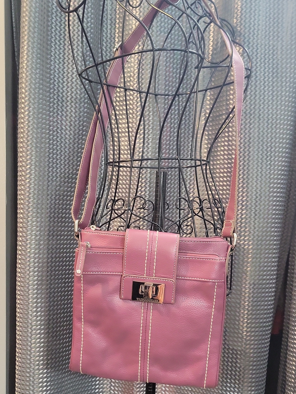Tignanello Purple Crossbody Bag with Turn-Lock